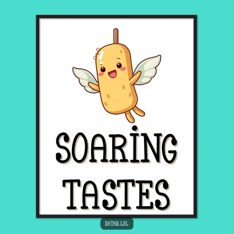 Funny Satay Skewer Flying Art Poster: Dream Big Decor, Perfect Gift