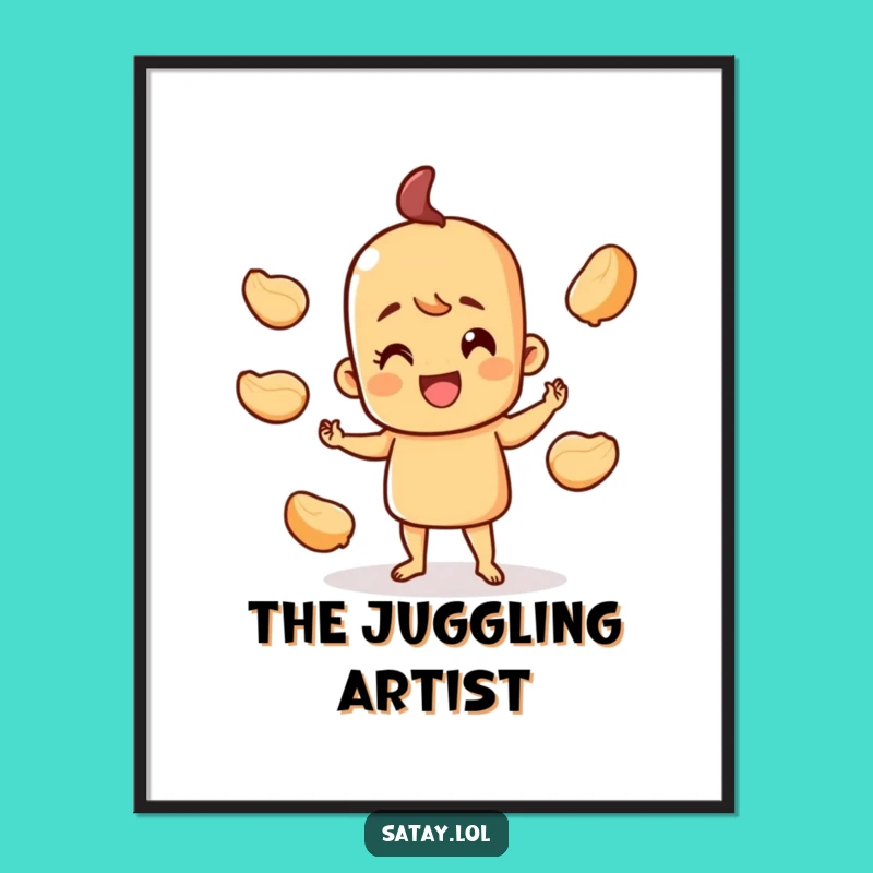 Funny Juggling Satay Poster - Foodie Wall Art, Culinary Fun, Perfect Gift
