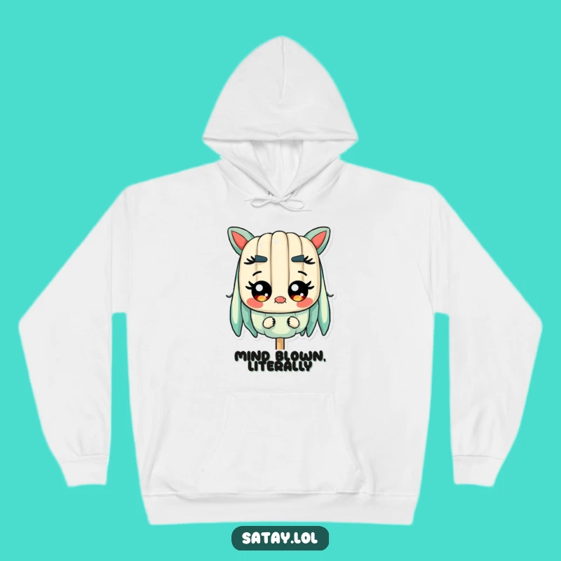 Funny Satay Skewer Surprised Hoodie - Cozy Wide-Eyed Skewer Character Gift