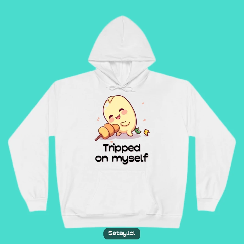 Funny Tripping Satay Skewer Hoodie: Clumsy Skewer Sweatshirt, Warm Gag Gift