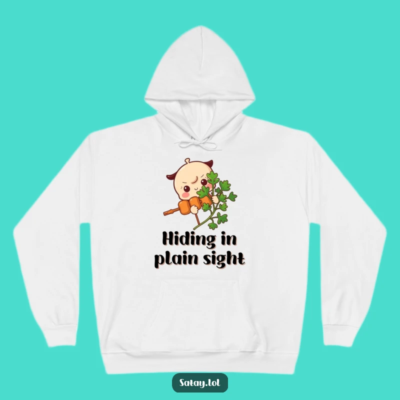 Funny Satay Skewer Parsley Peek Hoodie - Cozy Shy Skewer Character Gift
