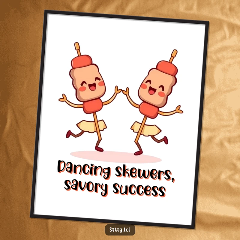 Free Printable Wall Art: A group of satay skewers are shown doing a happy, synchronized dance.