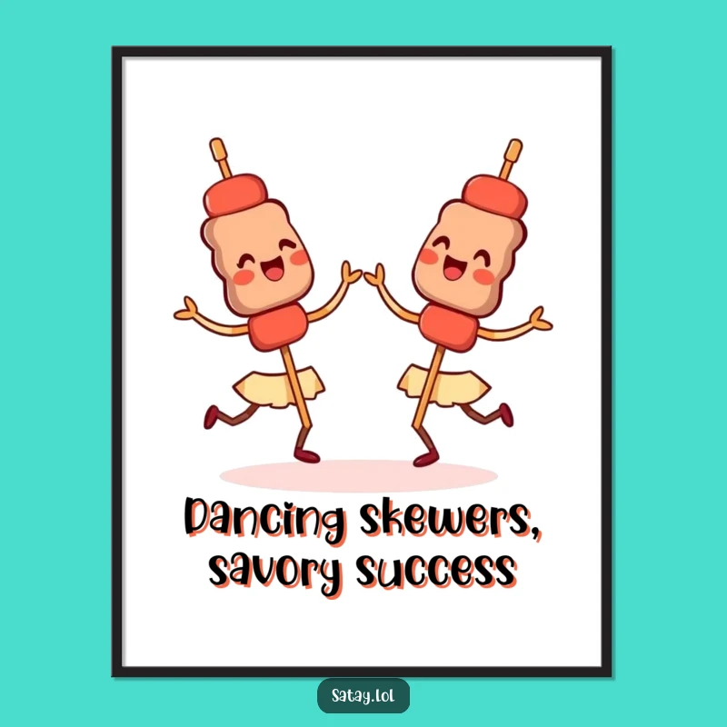 Free Printable Wall Art: Dancing Satay Skewers, Playful Downloadable Decor