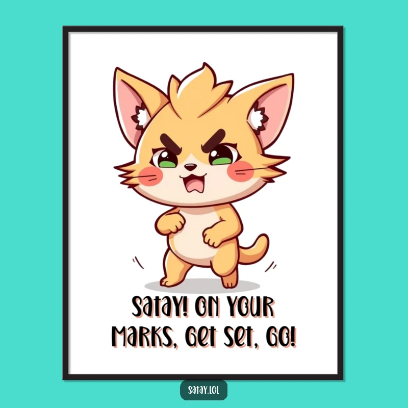 Funny Free Printable Satay Wall Art: Determined Runner Downloadable Decor for Kitchen