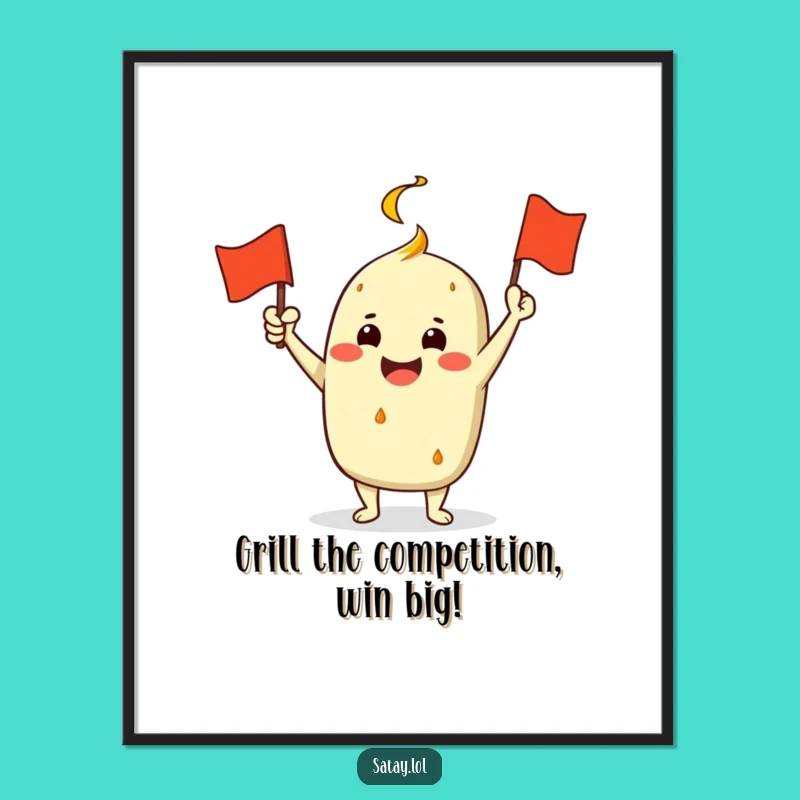 Funny Free Printable Wall Art: Satay Grill Flag Cheer, Quirky Downloadable Decor