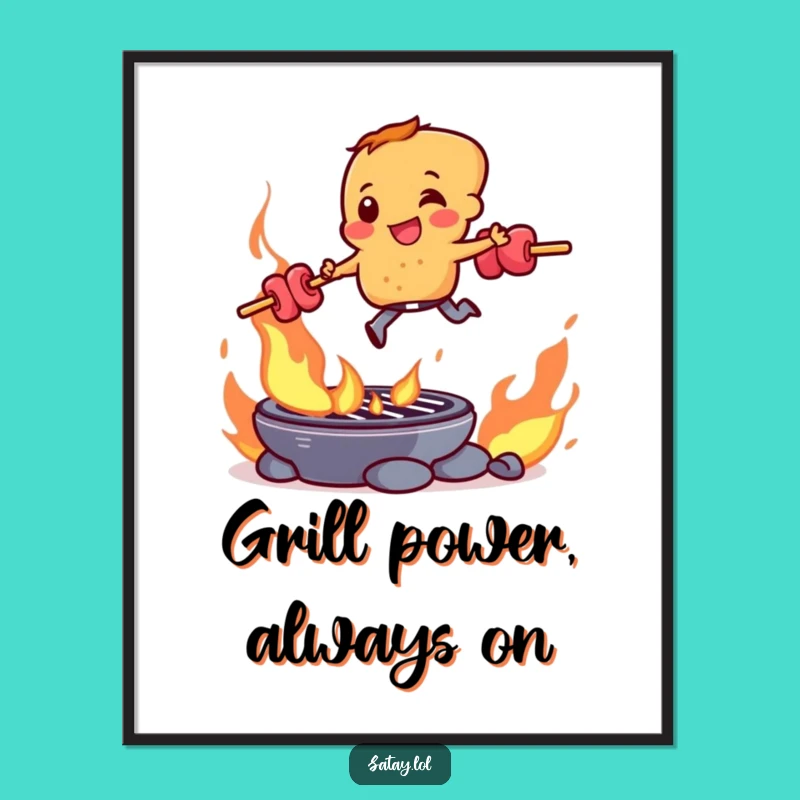 Funny Free Printable Wall Art: Satay Skewer Grill Leap Downloadable Decor Gift