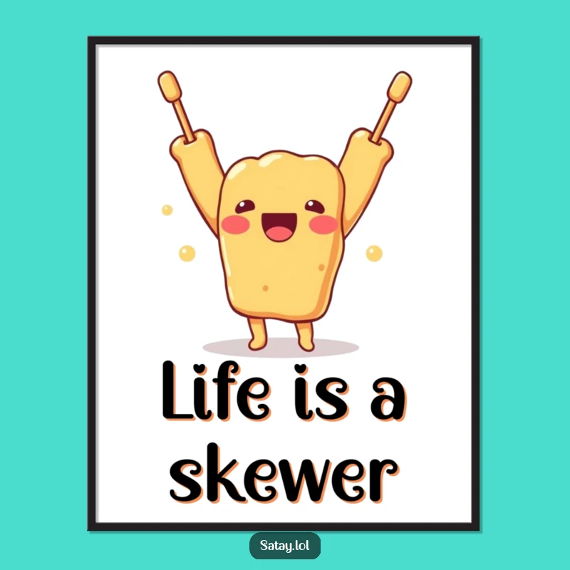 Funny Free Printable Wall Art: Satay Skewer Joy - Downloadable Humorous Home Decor