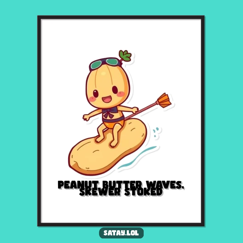 Funny Satay Skewer Surfing Wall Art - Free Printable