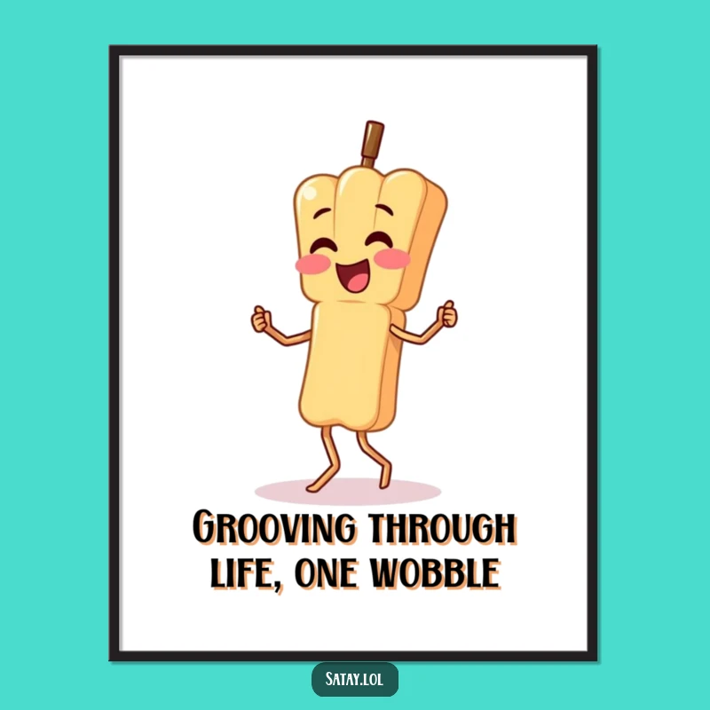 Free Printable Wall Art: Wobbly Satay Skewer Dance - Fun Food Downloadable Art