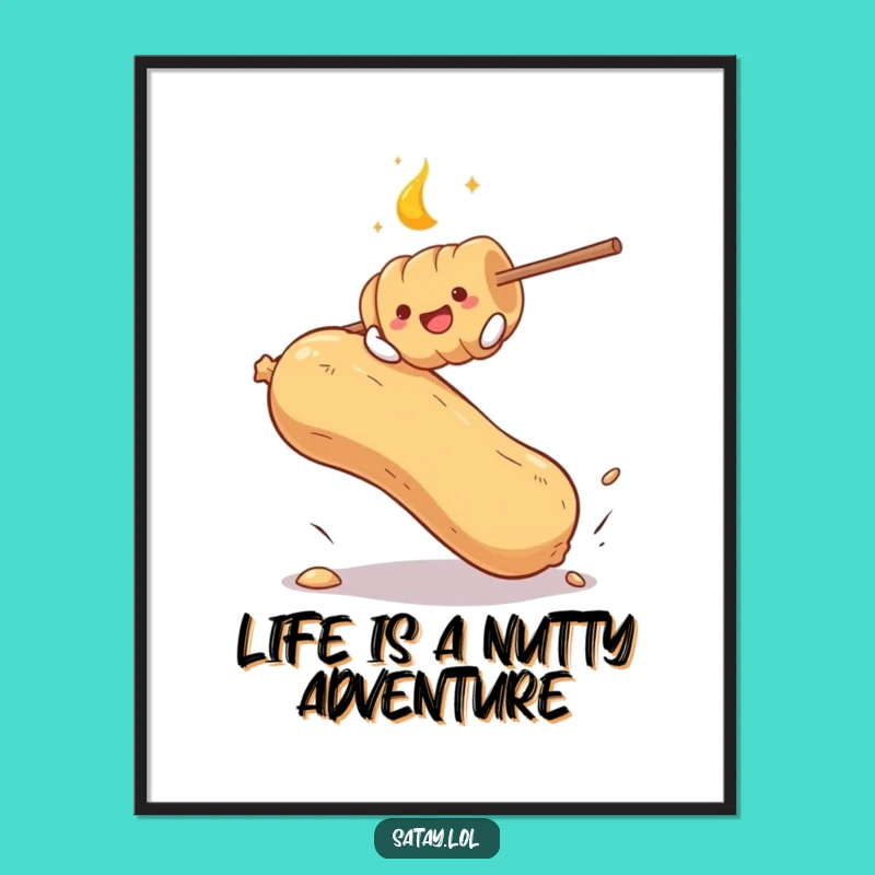 Funny Free Printable Wall Art: Satay Skewer & Peanut - Whimsical Downloadable Decor!