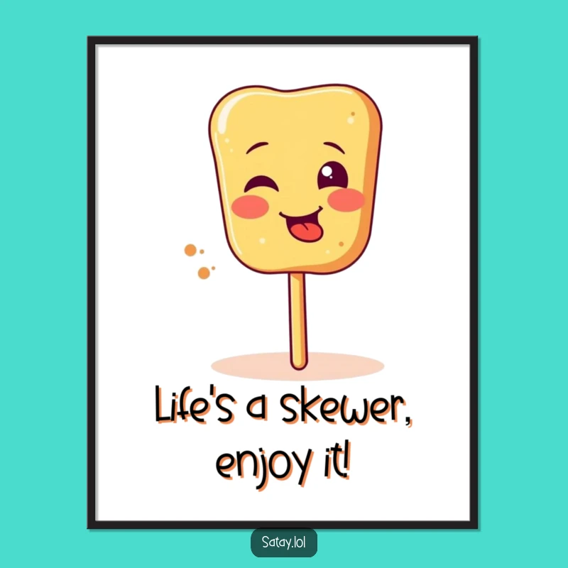 Funny Free Printable Wall Art: Satay Skewer Tongue Out Spinning - Quirky Downloadable Decor