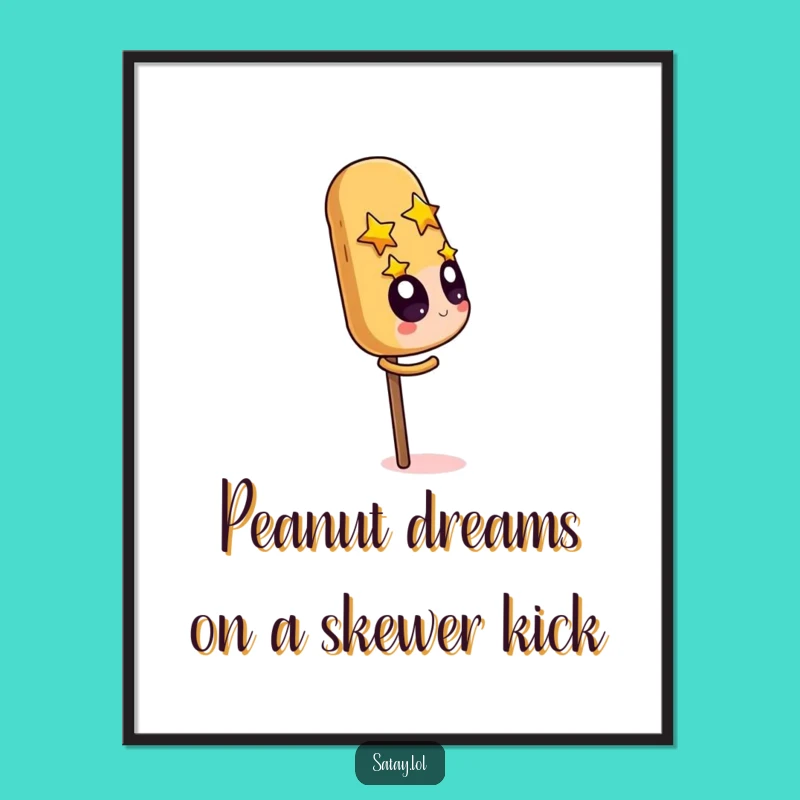 Funny Free Printable Wall Art: Satay Skewer Peanut Love Downloadable Decor