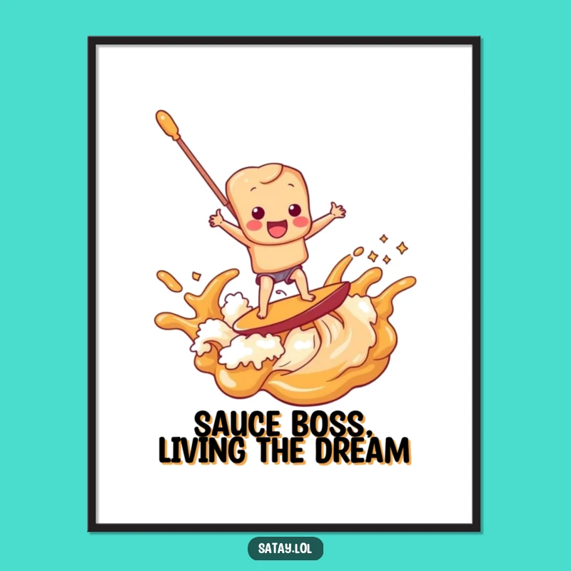 Funny Free Printable Wall Art: Satay Skewer Peanut Sauce Surf Downloadable Decor Gift