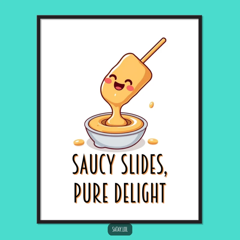 Funny Free Printable Wall Art: Satay Sauce Slide, Whimsical Download!