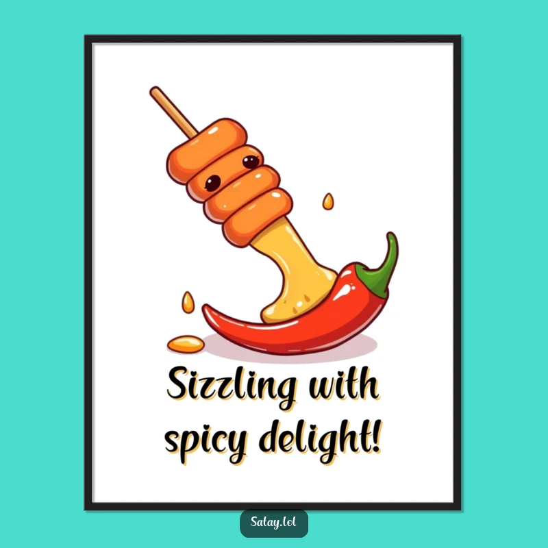 Funny Free Printable Wall Art: Satay Skewer Chili Slide Thrill, Downloadable Decor