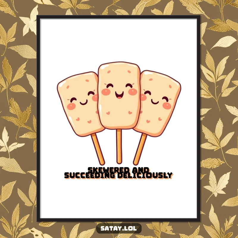 Free Printable Wall Art: A skewer of three smiling satay pieces gives a cheerful wink.