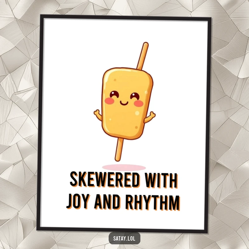 Funny Free Printable Wall Art: A cheerful satay skewer in mid-jig, bringing vibrant energy and playful charm to your decor.
