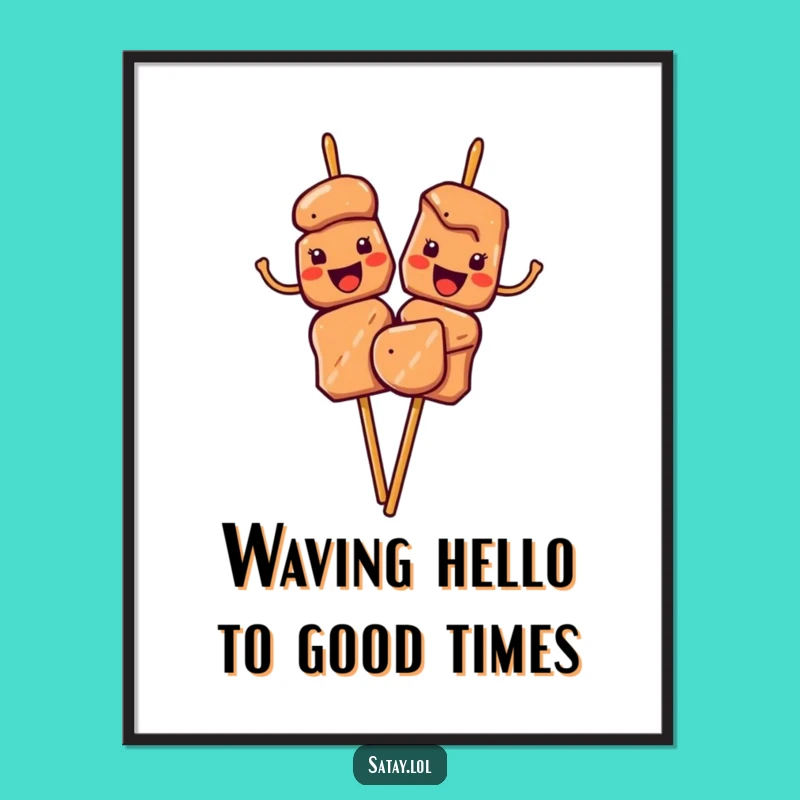 Funny Free Printable Wall Art: Waving Satay Skewers Downloadable Decor
