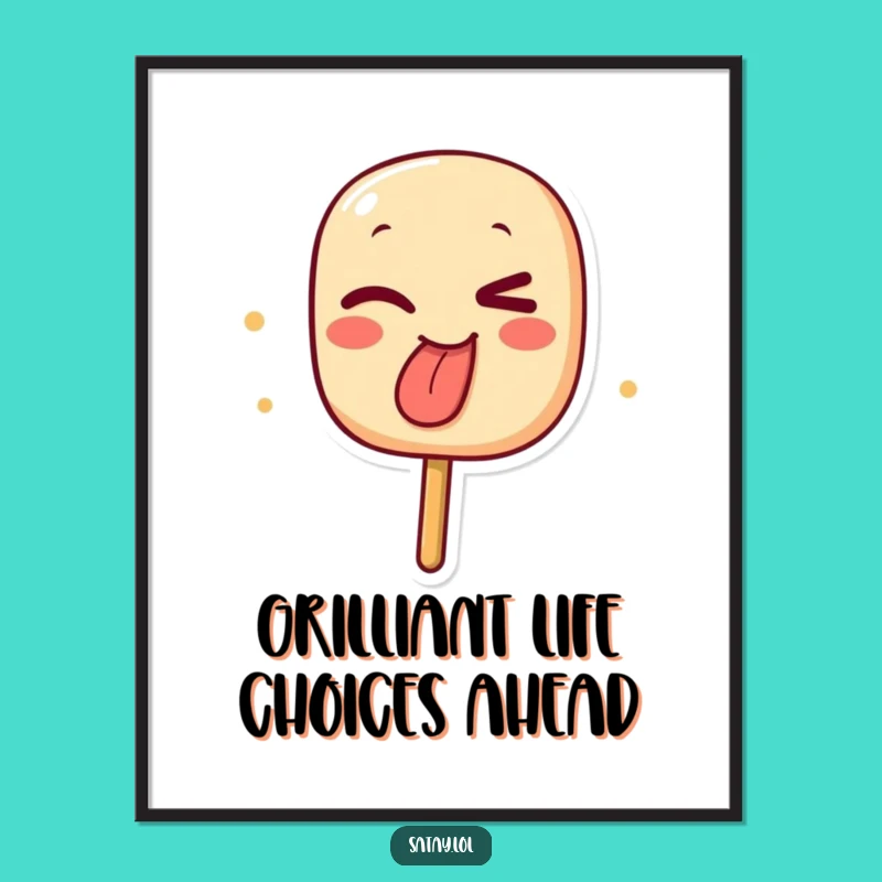 Winking Satay Skewer Funny Free Printable Wall Art - Quirky Downloadable Decor