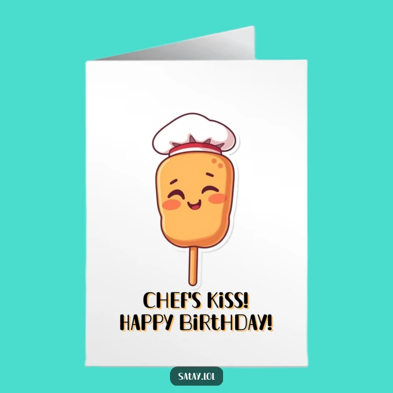 Free Printable Birthday Card: Winking Chef Satay Skewer's Culinary Wishes