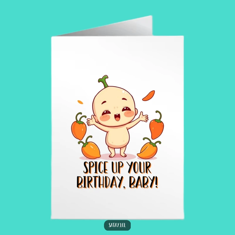 Free Printable Birthday Card: Juggling Chili Satay for a Spicy DIY Gift