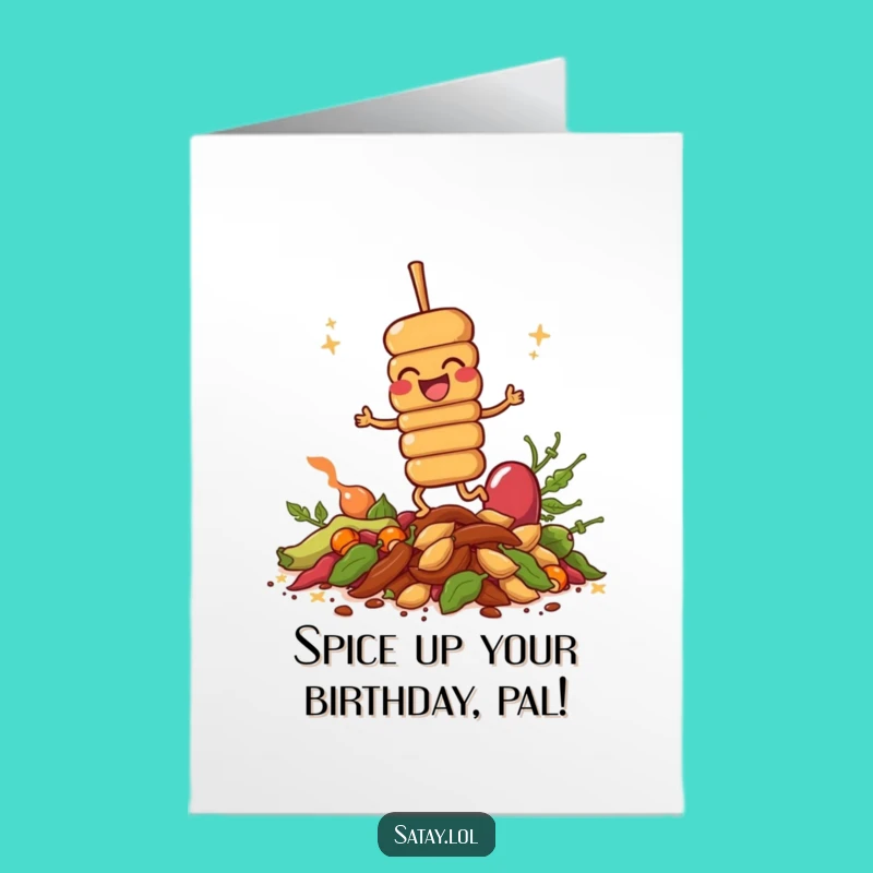Free Printable Giggling Satay Birthday Card: Fun Foodie Card for a Laugh