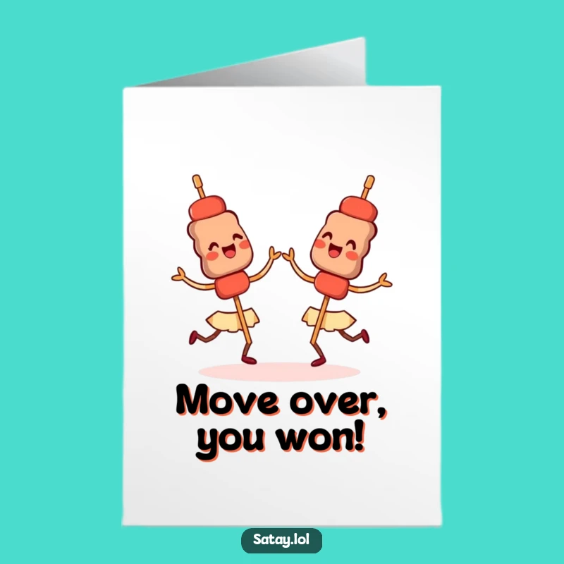 Free Printable Congrats Card: Dancing Satay, Energetic Downloadable Celebration
