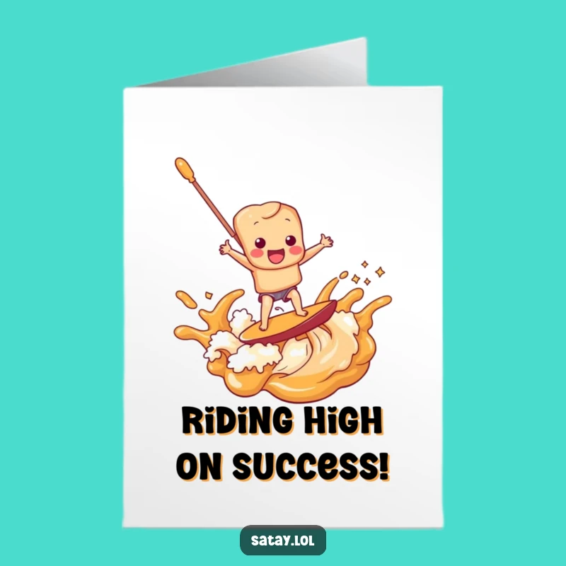 Free Printable Congrats Card: Satay Skewer Peanut Sauce Surf Celebration Downloadable Gift
