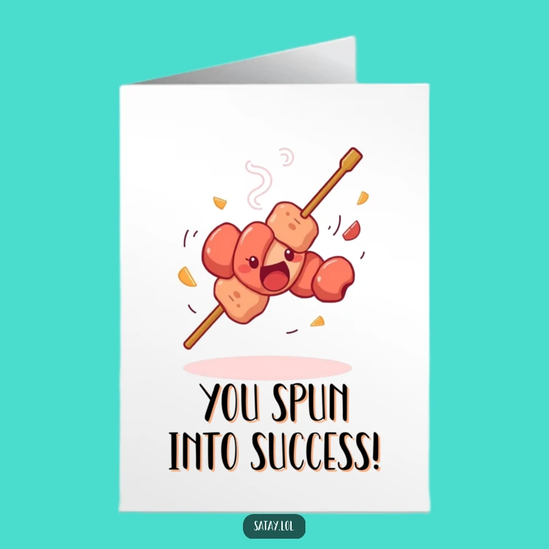 Free Printable Congrats Card: Satay Skewer Spinning Celebration - Downloadable