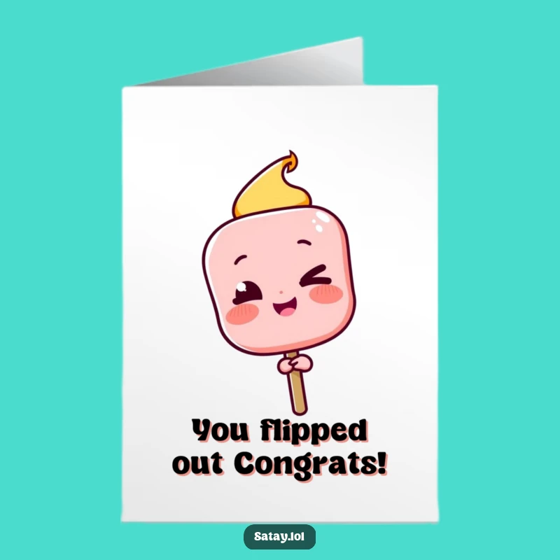 Free Printable Congrats Card: Winking Satay Skewer Success Downloadable