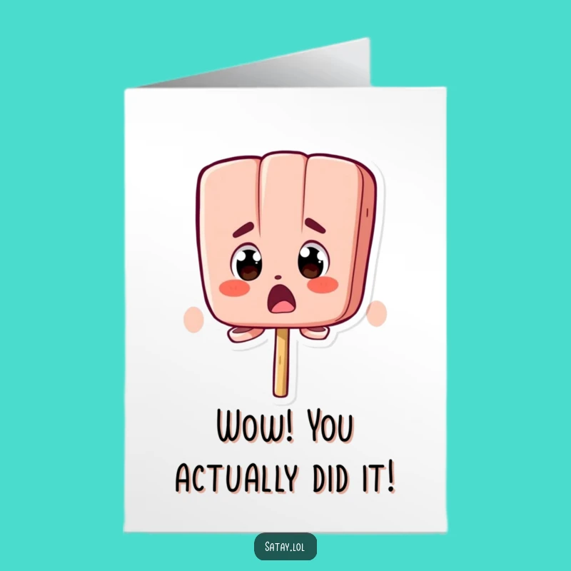 Free Printable Congratulations Card: Surprised Satay Skewer Amazed by Your Win