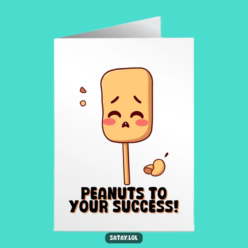 Free Printable Congrats Card: Confused Satay Skewer - Peanut Mix-up Downloadable