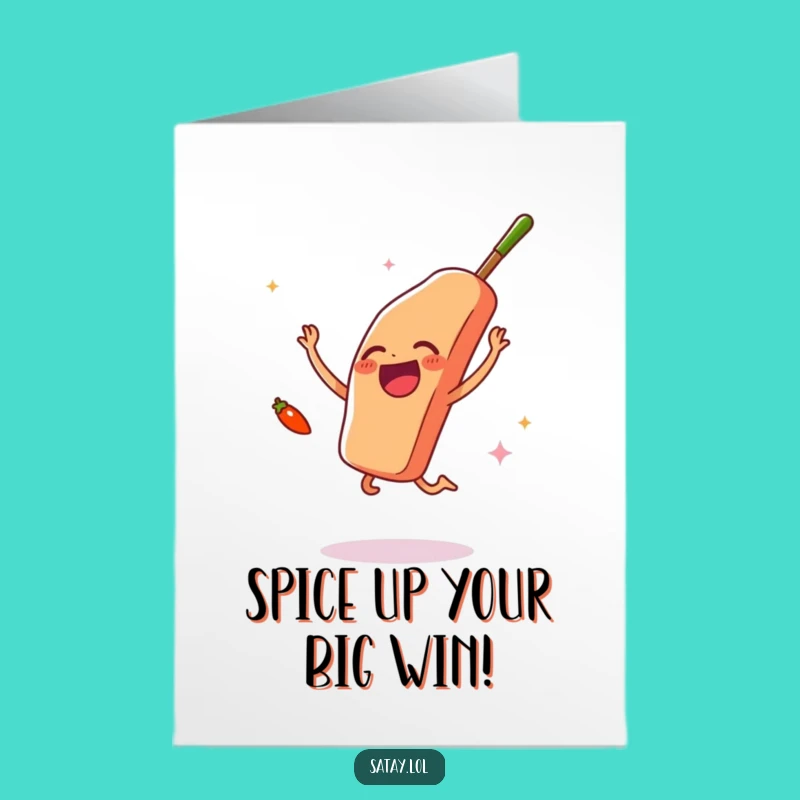 Congrats Free Printable Card: Joyful Satay Jump, Humorous Downloadable Greeting!
