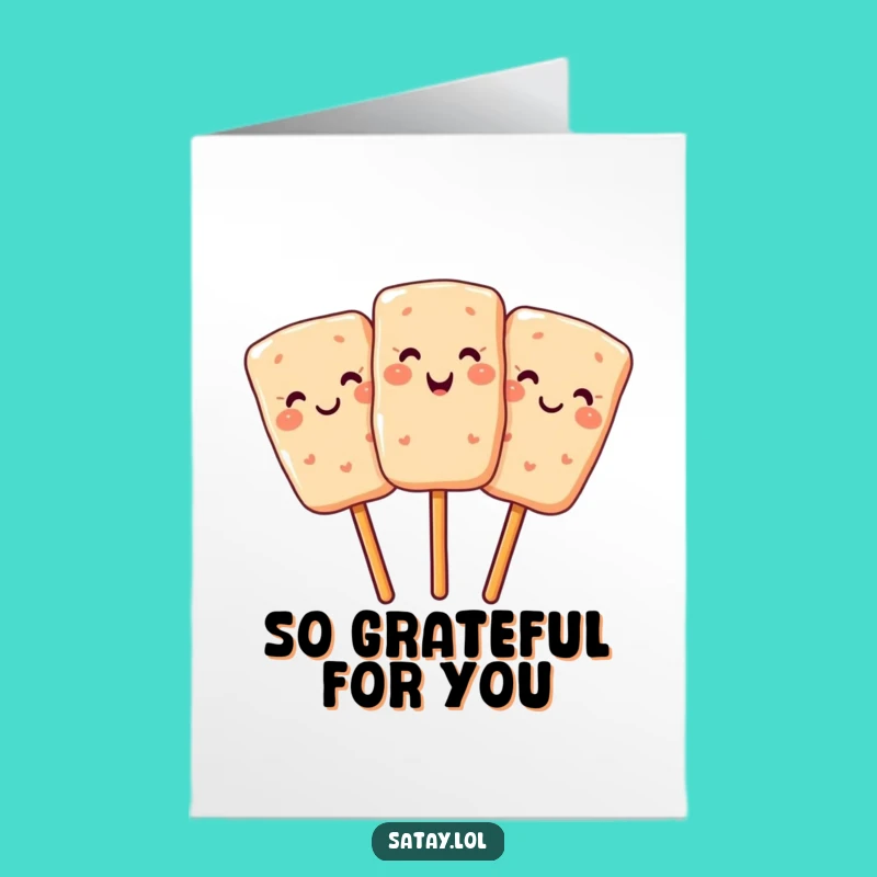 Free Printable Thank You Card: Satay Skewer, Flavorful Funny Downloadable Note