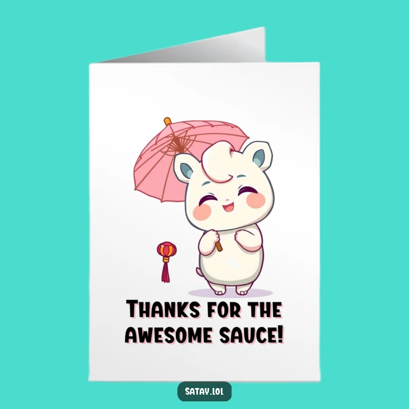 Free Printable Thank You Card: Winking Satay with Umbrella, a Humorous DIY Gift