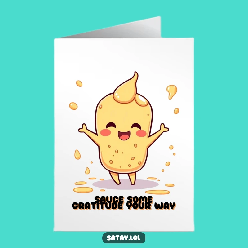 Free Printable Satay Thank You Card: Dancing Satay Skewer Downloadable Message