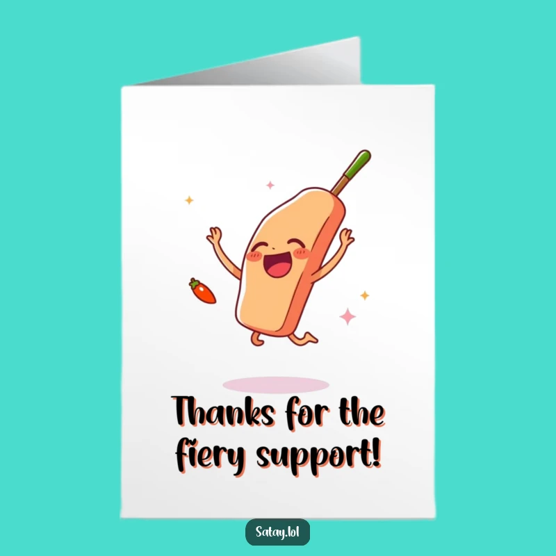 Thank You Free Printable Card: Satay Skewer Jump, Humorous Downloadable!