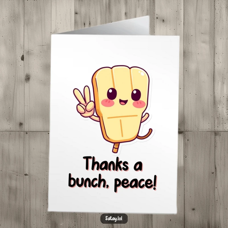 Funny Free Printable Thank You Card: A happy satay skewer giving a peace sign with its tail.