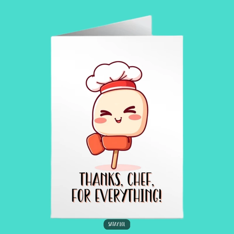 Free Printable Thank You Card: Winking Skewer Chef Thanks, Downloadable Gift