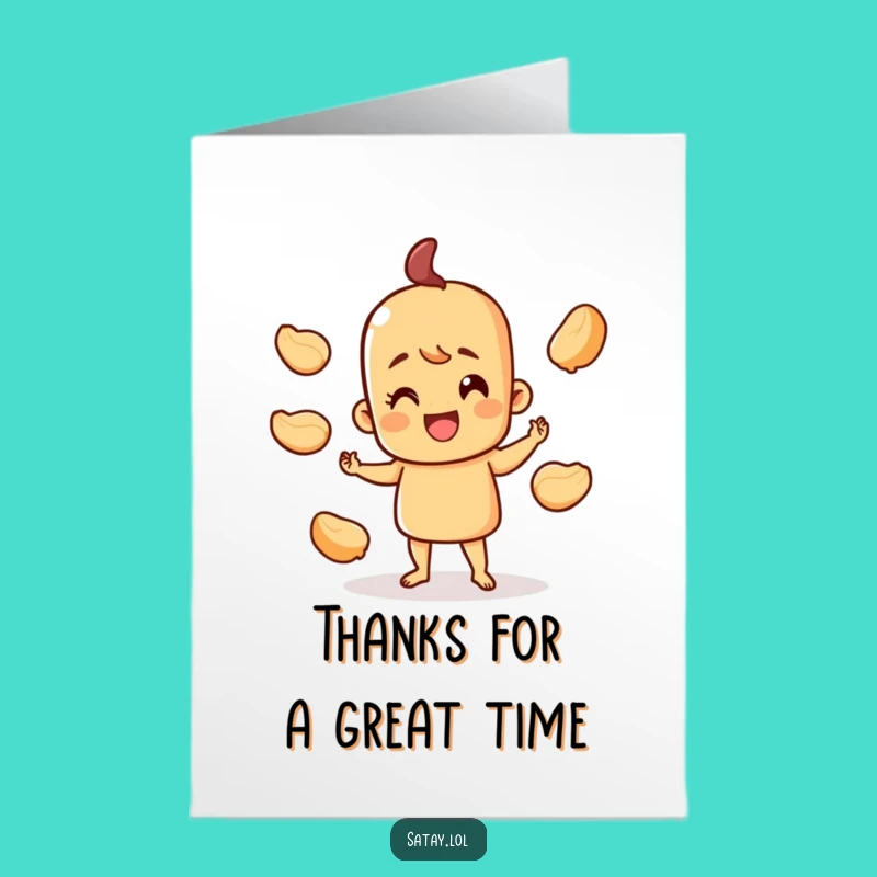 Free Printable Satay Thank You Card: Juggling Skewer, Fun Downloadable Gift