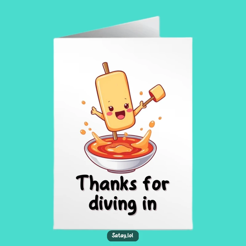 Free Printable Thank You Card: Satay Skewer Dive for a Funny Downloadable Gift