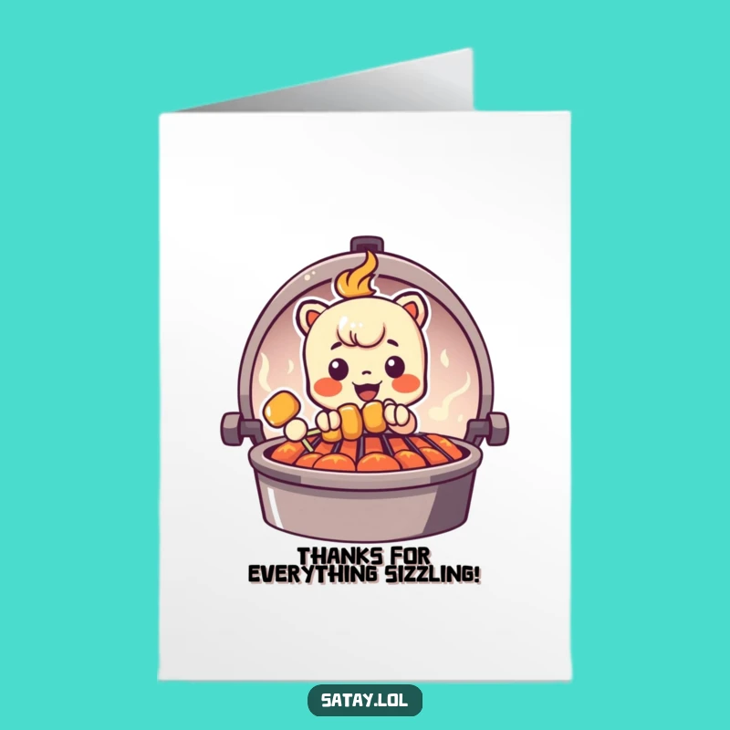 Free Printable Grilling Satay Thank You Card - Fun Downloadable Gift for Thanks!