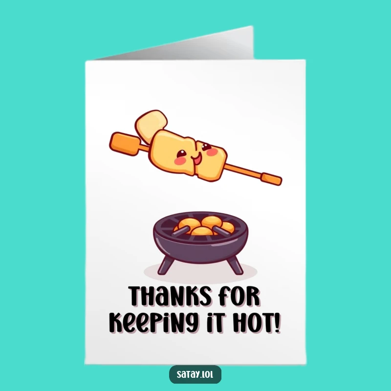 Thank You Free Printable Card: Wobbly Satay, Humorous Downloadable!