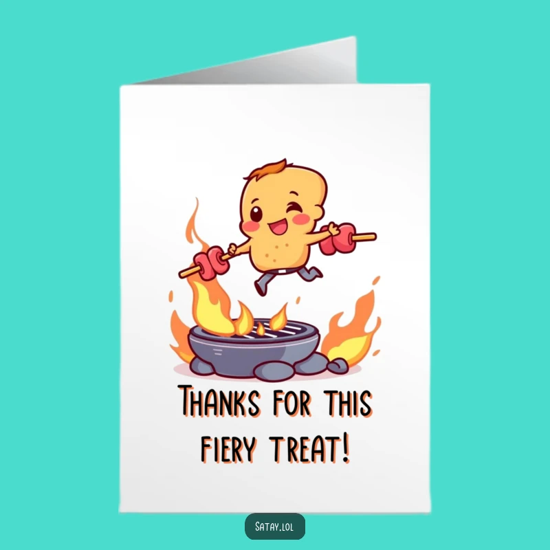 Free Printable Thank You Card: Satay Skewer Grill Leap Funny Downloadable Gift