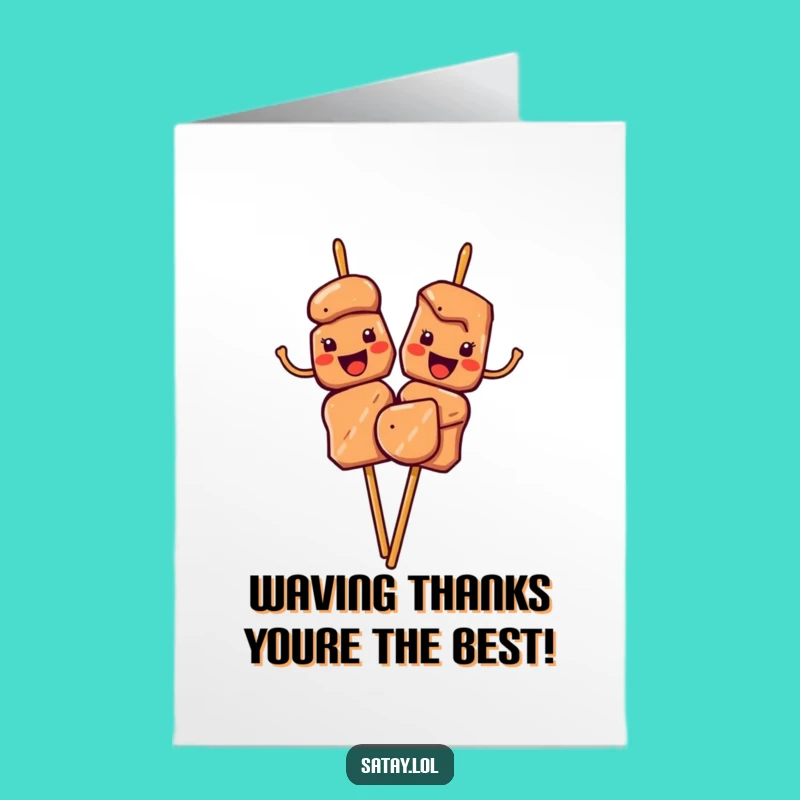 Free Printable Thank You Card: Waving Satay Skewers Thanks Downloadable