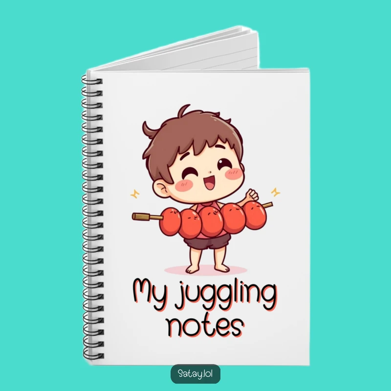 Funny Satay Skewer Juggling Meatballs Notebook - Jot Down Your Hilarious Ideas
