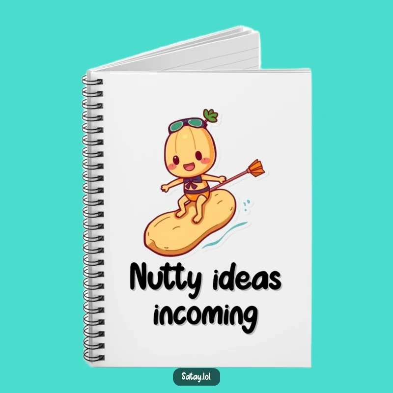 Funny Satay Skewer Surfing Peanut Notebook - Action Skewer Character Journal Gift