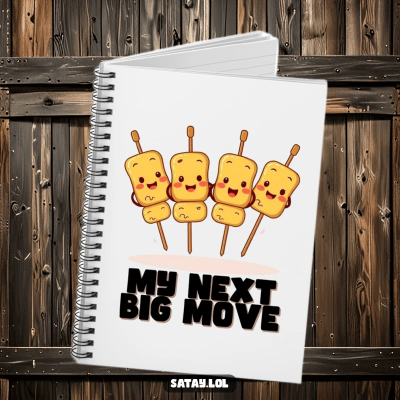 Funny Satay Skewers Notebook with characters doing a synchronized jig, perfect for capturing ideas with a humorous twist.