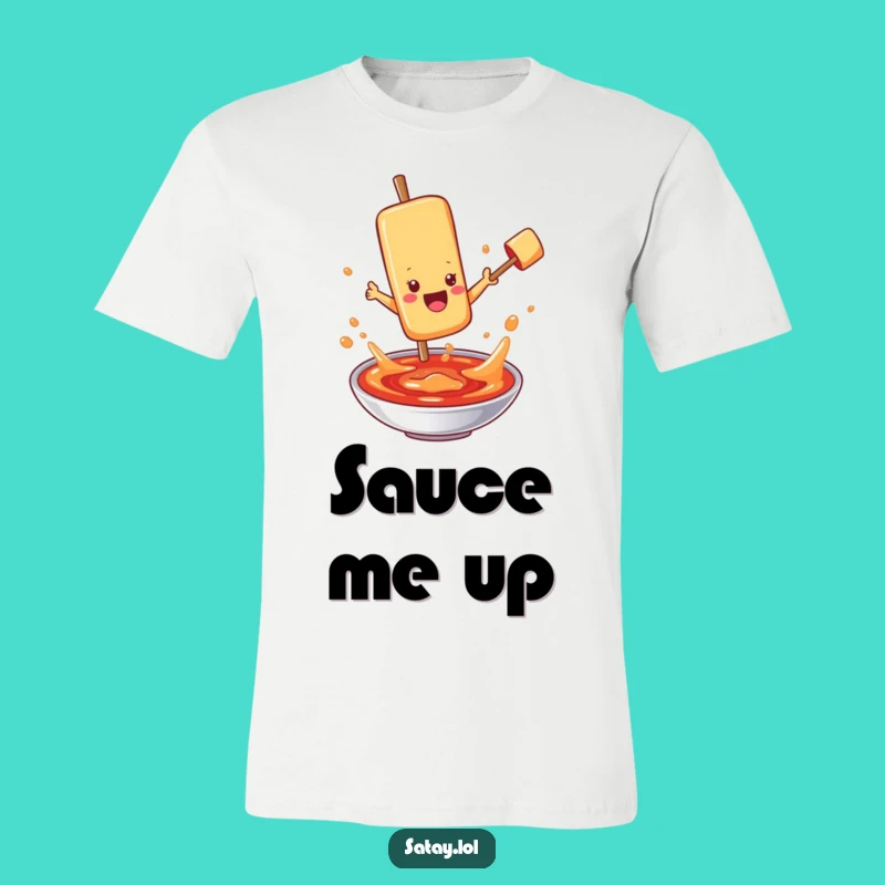 Funny Satay Skewer Sauce T-Shirt: Diving Character Tee, Hilarious Foodie Funny Gift