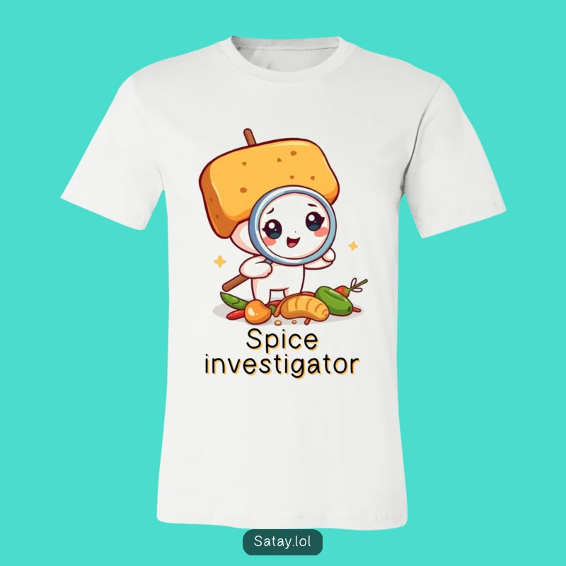 Funny Satay Skewer Detective T-Shirt: Hilarious Flavor Investigator Tee Gift